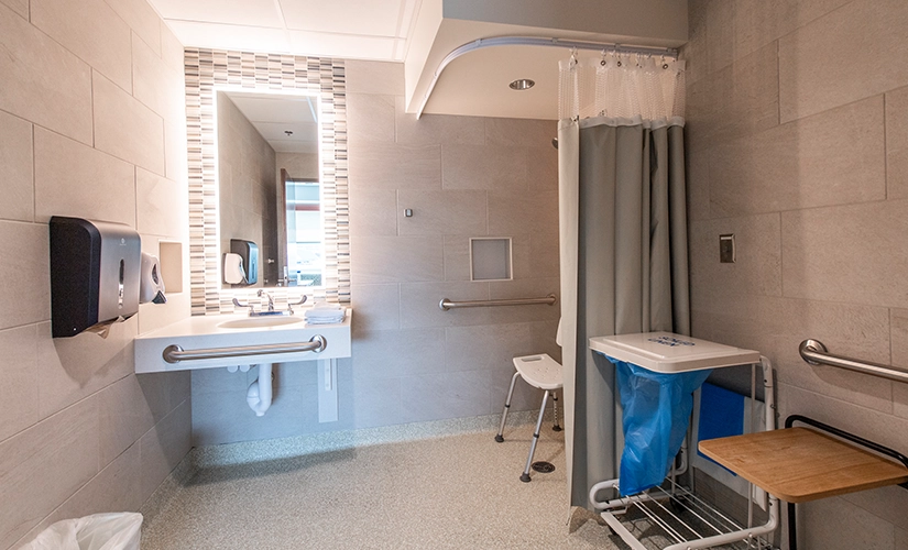 Hospital birthing center bathroom at Aurora Medical Center – Kenosha